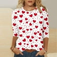 thumbnail image 4 of Gamivast Valentines Shirts for Women Plus Size 3/4 Sleeve Heart Graphic Cute Tops Holiday Crewneck Loose Fitted Tees Casual Tunic Streetwear Sweatshirts, 4 of 6