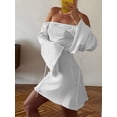 thumbnail image 4 of Faithtur Femmes Tricot Robe Casual Solide Backless Manches Longues Mini Robe de Soirée pour la Plage Cocktail Club Streetwear, 4 of 7