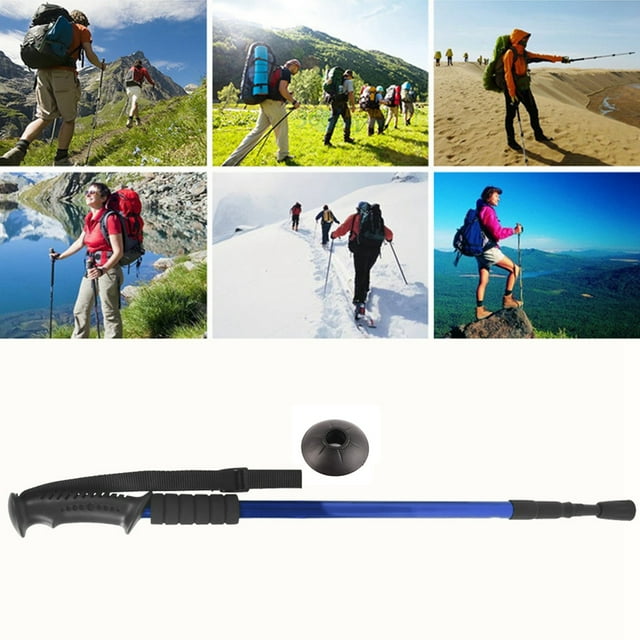 Tres secciones Aleación de aluminio Amortiguación Alpenstock Mango recto Cerradura interna Telescópico Trekking Poleblue YUNYI BRAND Deportes
