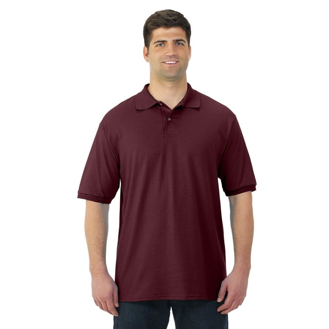 Jerzees Mens SpotShield Short Sleeve Jersey Sport Shirt, S, Maroon