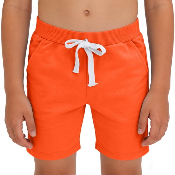 AINIYS Boys Drawstring Swim Trunks Resistant Soft with Adjustable Drawstring Closure for Pool Days and Beach Activities Orange 6-7 Years