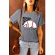 thumbnail image 1 of ABPHQTO Camiseta estampada con cuello redondo y estampado de letras de leopardo de béisbol gris para mujer, 1 of 5