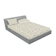thumbnail image 2 of Ambesonne Flower Fitted Sheet & Pillow Sham Set, Rocks Flowers Leaves Sketch, Queen, Cream and Brown, 2 of 2