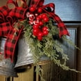 thumbnail image 5 of KAKA 2025 2 Pieces 4" Mini Christmas Wreath - Red Berry with Red and Black Buffalo Plaid Bow, Jingle Bells Embellished, Farmhouse Cabinet Wreaths for Kitchen, Holiday Xmas Party Decorations, 5 of 6