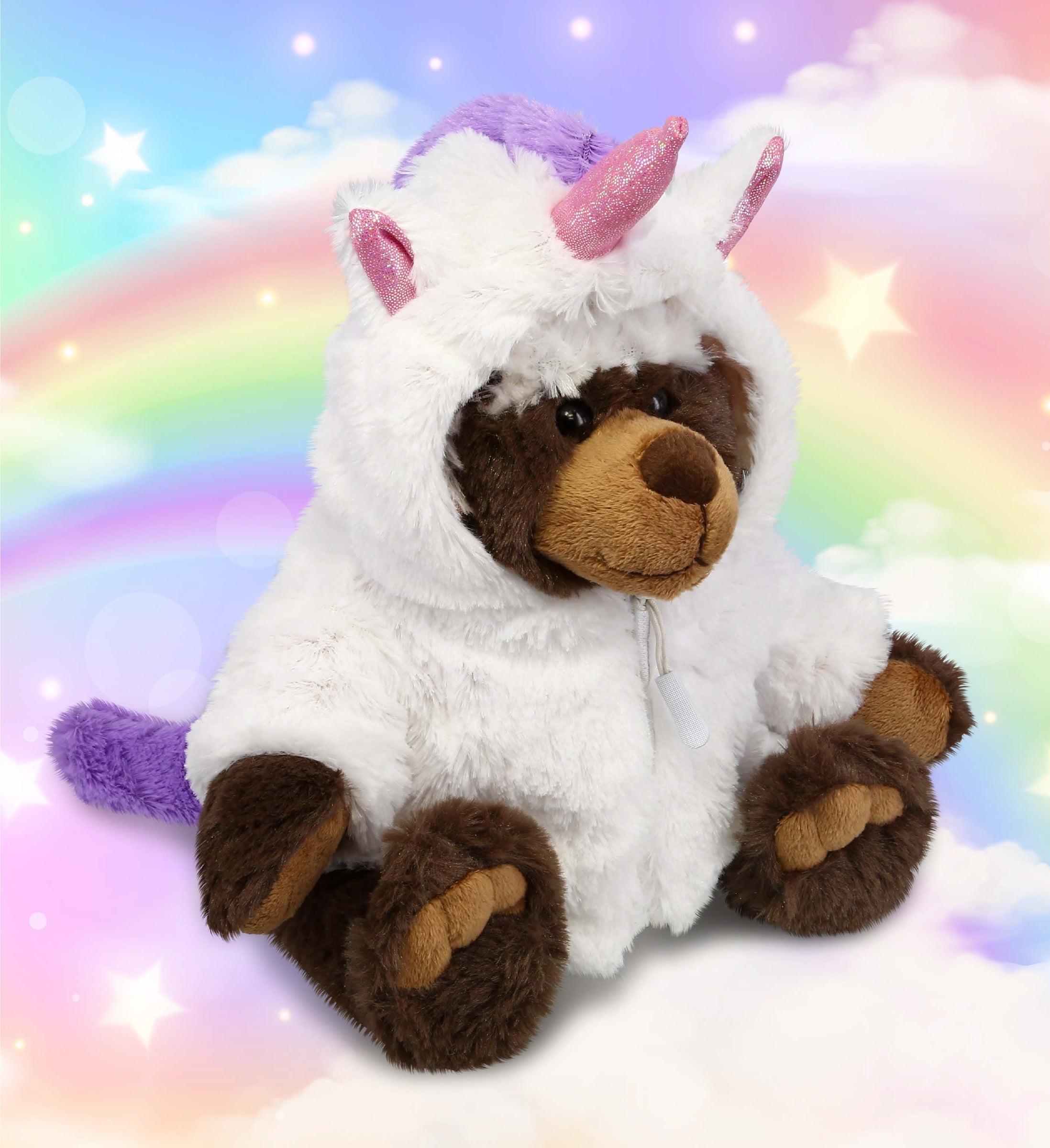 DolliBu Brown Bear Unicorn Plush Stuffed Animal Toy - Super Soft Bearcorn Dress Up with Removable Plush Unicorn Outfit, Cute Fantasy Pet Life Gift - 11 Inches