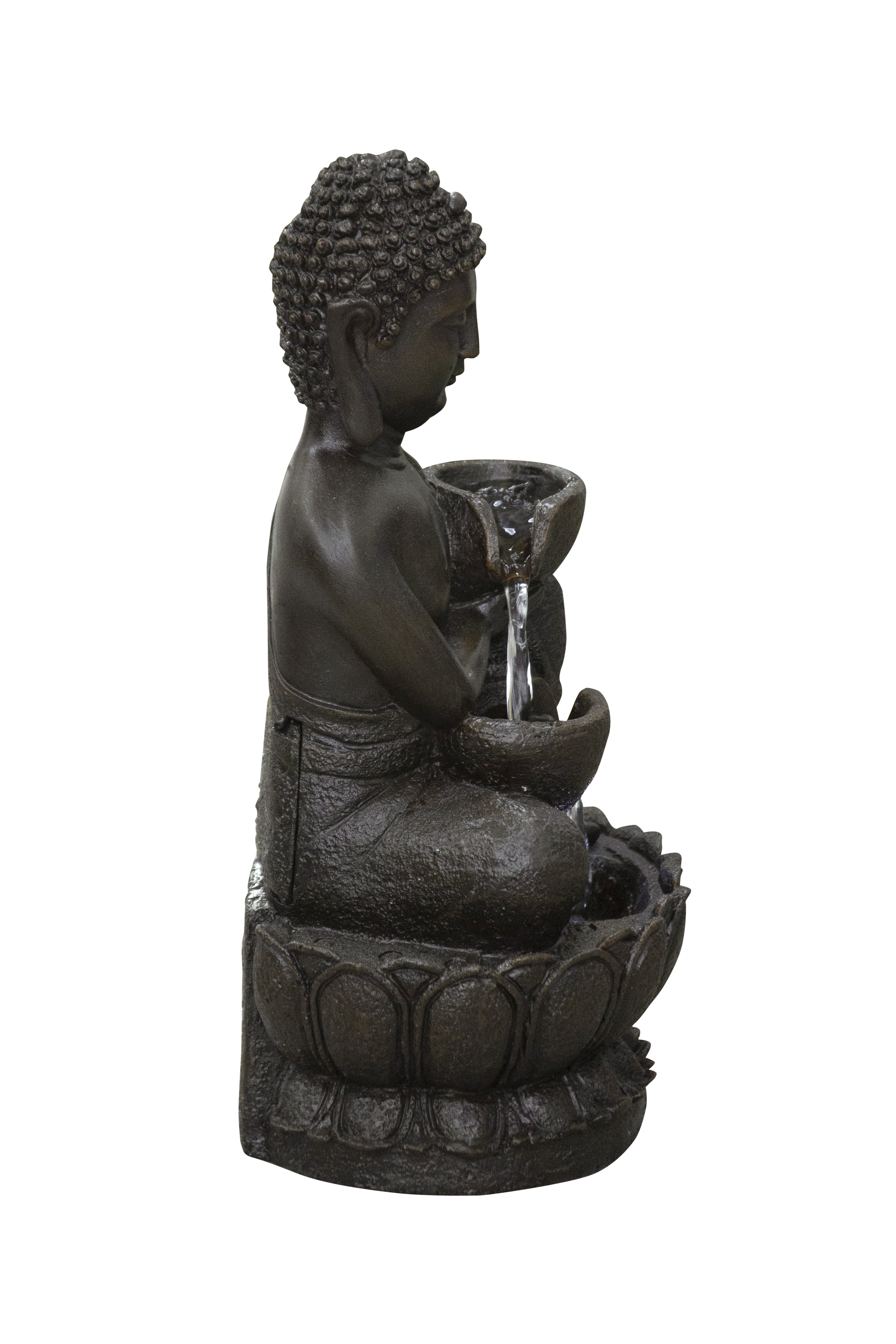 13.75" H Buddha Fountain with LED For Tabletop Décor