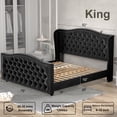 thumbnail image 3 of Nathaniel Home Jennifer King Beds, Velvet Upholstered Tufted Bed, Platform Bed Frame with Diamond, Low Profile Platform Beds Strong Wooden Slats Black, 3 of 9