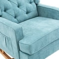 thumbnail image 5 of Wingback Rocking Chair with Side Pocket, Modern Upholstered Accent Chair with Arms and Solid Wood Base, Mid-Century Button Tufted Nursery Glider Rocker Armchair for Nursery Living Room, Mint Green, 5 of 9