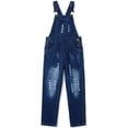 thumbnail image 1 of KIDSCOOL SPACE Salopette en Jean Délavée Usée en Denim Déchiré en Coton pour Filles, 10-11 Ans, 1 of 7