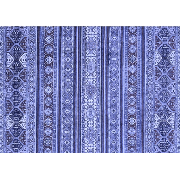 Ahgly Company Machine Washable Indoor Rectangle Oriental Blue Modern Area Rugs, 8' x 12'