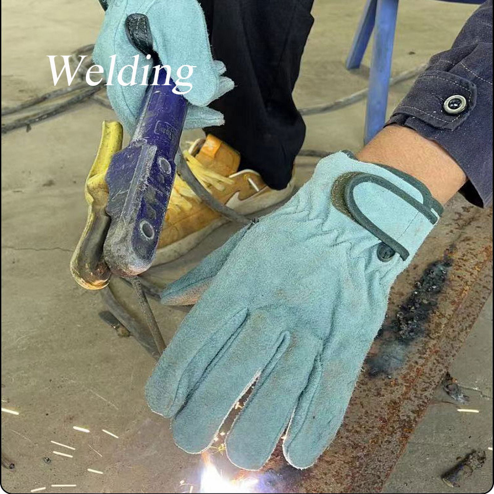 Leather Working Gloves ,for Men Welding Construction Gardening Heavy Duty Work ,Flexible and Comfortable