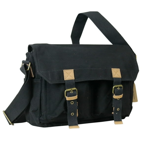 Vagarant Traveler 13.5" 100% Cotton Washed Canvas Messenger Bag C51.BLK