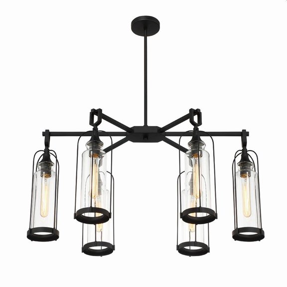 42730-019 Eurofase Lighting Yasmin - 6 Light Outdoor Pendant in Vintage Style 17.75 Inches Tall and 19.5 Inches Wide-Satin Black Finish