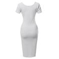thumbnail image 3 of A2Y Women's Solid Fitted Classic Short Sleeve Premium Cotton Midi Dress Ivory S, 3 of 5