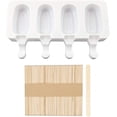 thumbnail image 1 of Ice Cream Mold, Silicone Mini Popsicle Molds Set with 50Pcs Wooden Sticks (White), 1 of 6