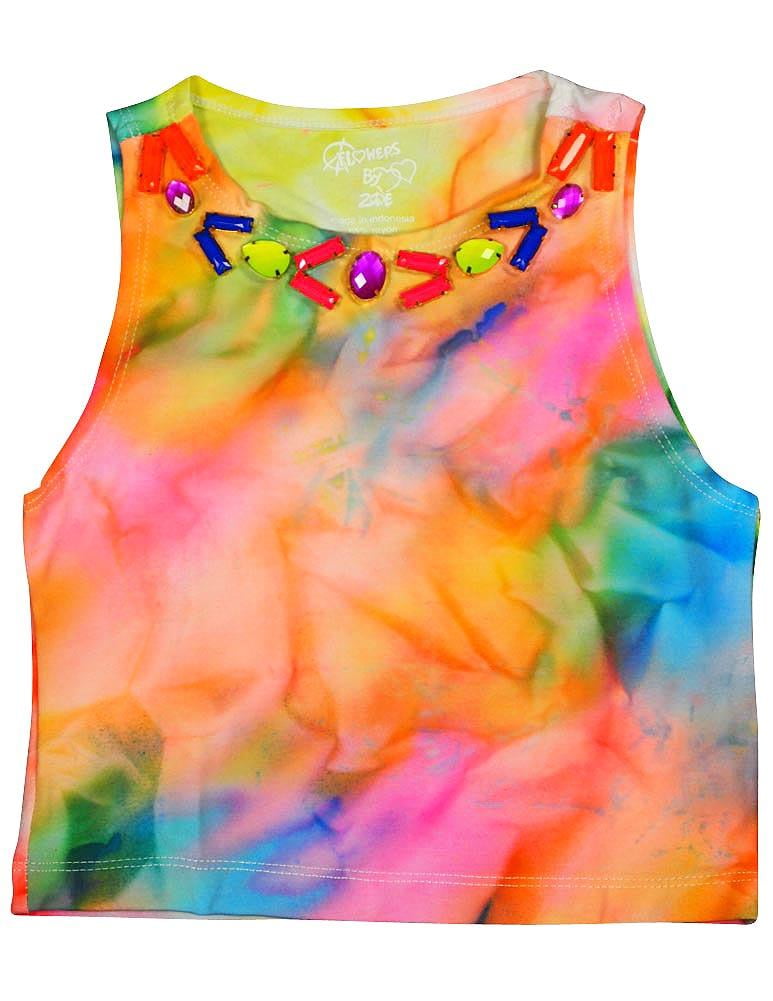 Flowers by Zoe Girls Sleeveless Cropped Top 5 Styles Multi Tie Dye