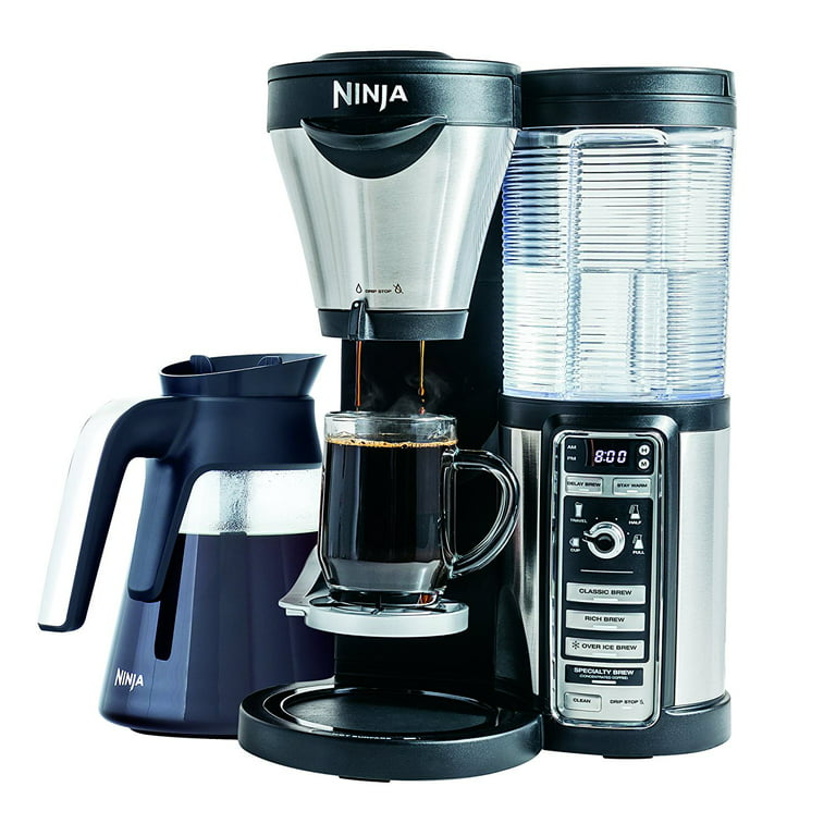 Restored Ninja Coffee Maker for Hot/Iced Coffee with 4 Brew Sizes,  Programmable AutoiQ, Milk Frother, 43oz Glass Carafe, Tumbler and 100  Recipes CF082 (Refurbished) 
