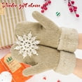 thumbnail image 4 of Loritta 2Pcs Winter Gloves for Women Warm Lining Cozy Knit Thick Mitten Black and Beige, 4 of 6