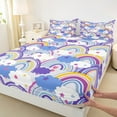 thumbnail image 3 of Feelyou Purple Rainbow Cloud Full Size Sheets, Kawaii Stars Galaxy Sky Bed Sheets, Teens Kids Boys Girls Sheet Sets, Super Cozy Room Decor, 4pcs, 3 of 7