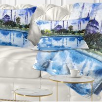 Designart Istanbul Hand drawn Illustration - Cityscape Painting Throw Pillow - 12x20