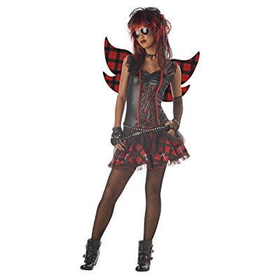 california costumes women's rebel fairy costume, black/red,3-5