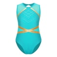 thumbnail image 5 of dPois Kids Girls Sleeveless Shiny Diamond Gymnastics Dance Leotard Yoga Sports Bodysuit Biketard Blue Green 8, 5 of 7