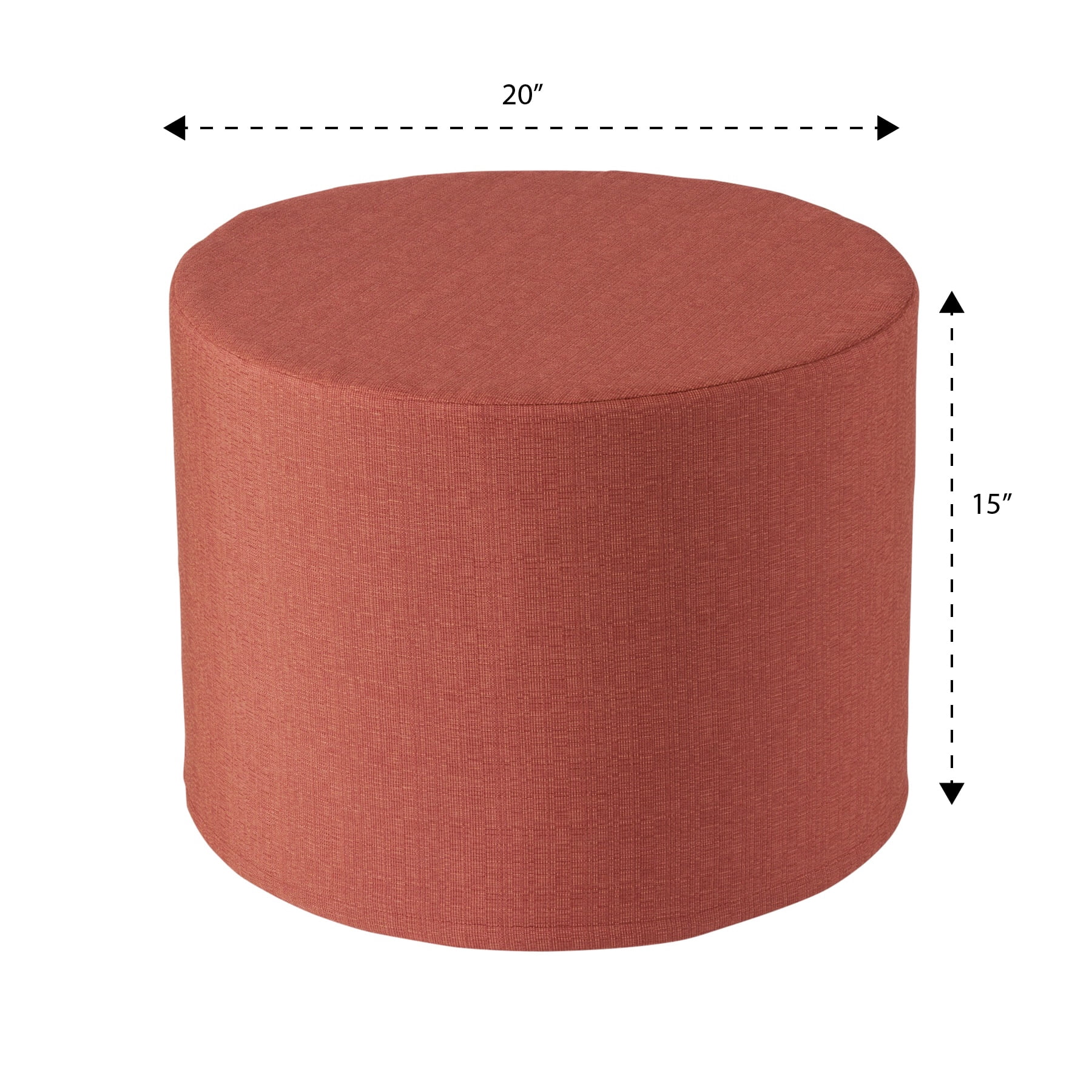 Better Homes & Gardens Round Outdoor Pouf Ottoman, 20 in x 15 in, Terracotta, 1-Piece