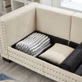thumbnail image 4 of Newboti Furniture Modern Design Living Room Sofa Square armrest with Silver Nails Decoration Upholstered Velvet Couch Apricot BN.8171, 4 of 12
