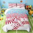 thumbnail image 2 of Manfei Girls Baseball Twin Quilt Set, Cute Monogrammed A Twin Coverlet Set, Pink Light Blue A, Polka Dots Reversible 2 Pieces, 1 Bedspread and 1 Pillowcase, 2 of 7