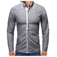 thumbnail image 4 of Men‘s Spring Color Matching Turndown Collar Long Sleeve Casual Shirts Blouse, 4 of 5