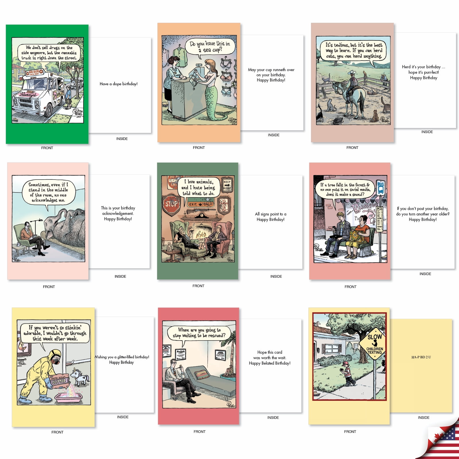NobleWorks A Bizarro Bash - Pack of 36 Birthday Greeting Cards with Envelopes (4.63 x 6.75 Inch) - AC9376BDG-B1x36