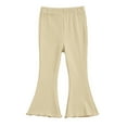 thumbnail image 3 of Swuxness Girls Flare Leggings Long Pants, Fall Pants for Girls, Girls Stretchy Flare Leg Pants with Elastic Waist Comfortable Home Wear for Kids Beige, 8-9 Years, 3 of 5