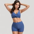 thumbnail image 4 of Women's Twist Front Bikini Top and High Waist Swim Shorts Set with Supportive Wide Straps and Soft Stretch Fit - Small, Blue, 4 of 7