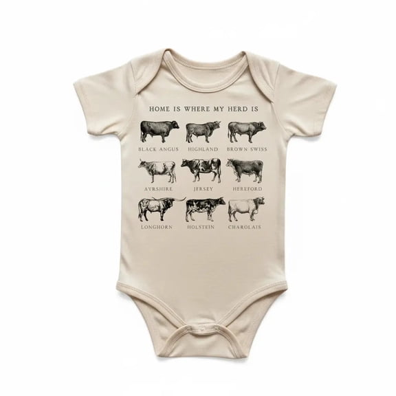 Cow Farm Types Newborn Baby Bodysuit