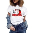 thumbnail image 3 of Abcnature Merry Christmas Tree T-Shirt Women's Cute Christmas Gnomies Graphic Tees Holiday Short Sleeve Tshirt Xmas Buffalo Plaid Red T-Shirt For Men Women T-Shirt White,F XXL, 3 of 5