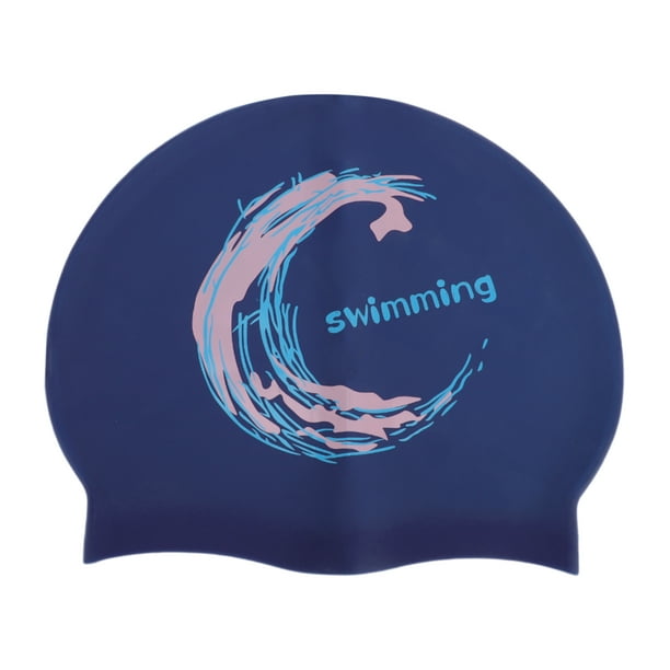 Gorro de natación de silicona con patrón de luna azul oscuro, 1 pieza