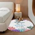 thumbnail image 2 of Summer Sea Coral Round Area Rug 6Ft Washable Circle Rugs for Bathroom Office, Nautical Coastal Seaweed Starfish Watercolor Non-Slip Carpet Floor Mats Indoor Outdoor Carpet Runner Aesthetic Home Decor, 2 of 8