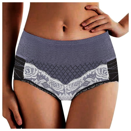 

Zerlibeaful Underwear Women Lace Transparent Lace Mesh Cotton Underpants Solid Color Mid Waist Polyester Panties