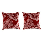 Jordan Manufacturing 18" x 18" Seacoral Red Nautical Square Outdoor Throw Pillows (2 Pack)