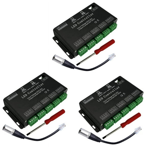 3X 12 Channel Decoder RGB LED Controller 60A PWM DMX512 Dimmer Driver for RGB LED Strip and LED Module Light