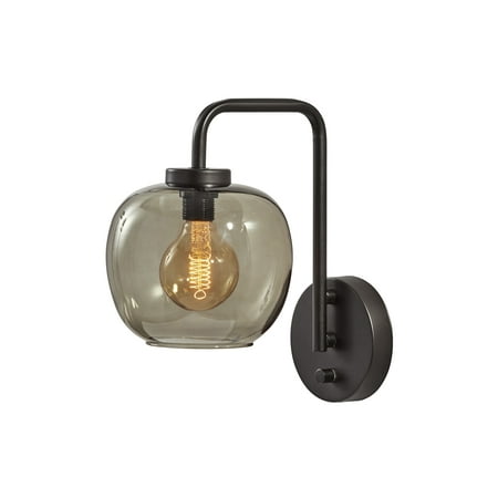 

Adesso Ashton Wall Lamp Matte Black Smoked Glass
