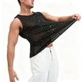 thumbnail image 3 of WIZUTIZ Men's Tank Tops Party Sequin Fishnet Hollow Out Sheer Breathable Tank Tops Camisole Waistcoat Nightclub Summer Sleeveless Top, 3 of 4