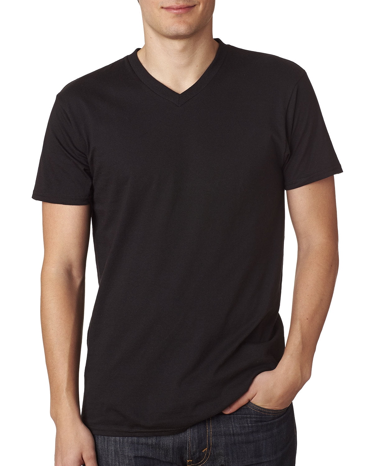 Hanes Adult 4.5 oz., 100% Ringspun Cotton nano-T V-Neck T-Shirt - 498V ...
