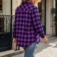 thumbnail image 6 of Edvintorg Jacket Women Plaid Lightweight Long Sleeve Button Down Casual Coat with Pocket Womens Trendy Clothes S-2XL Purple, 6 of 7