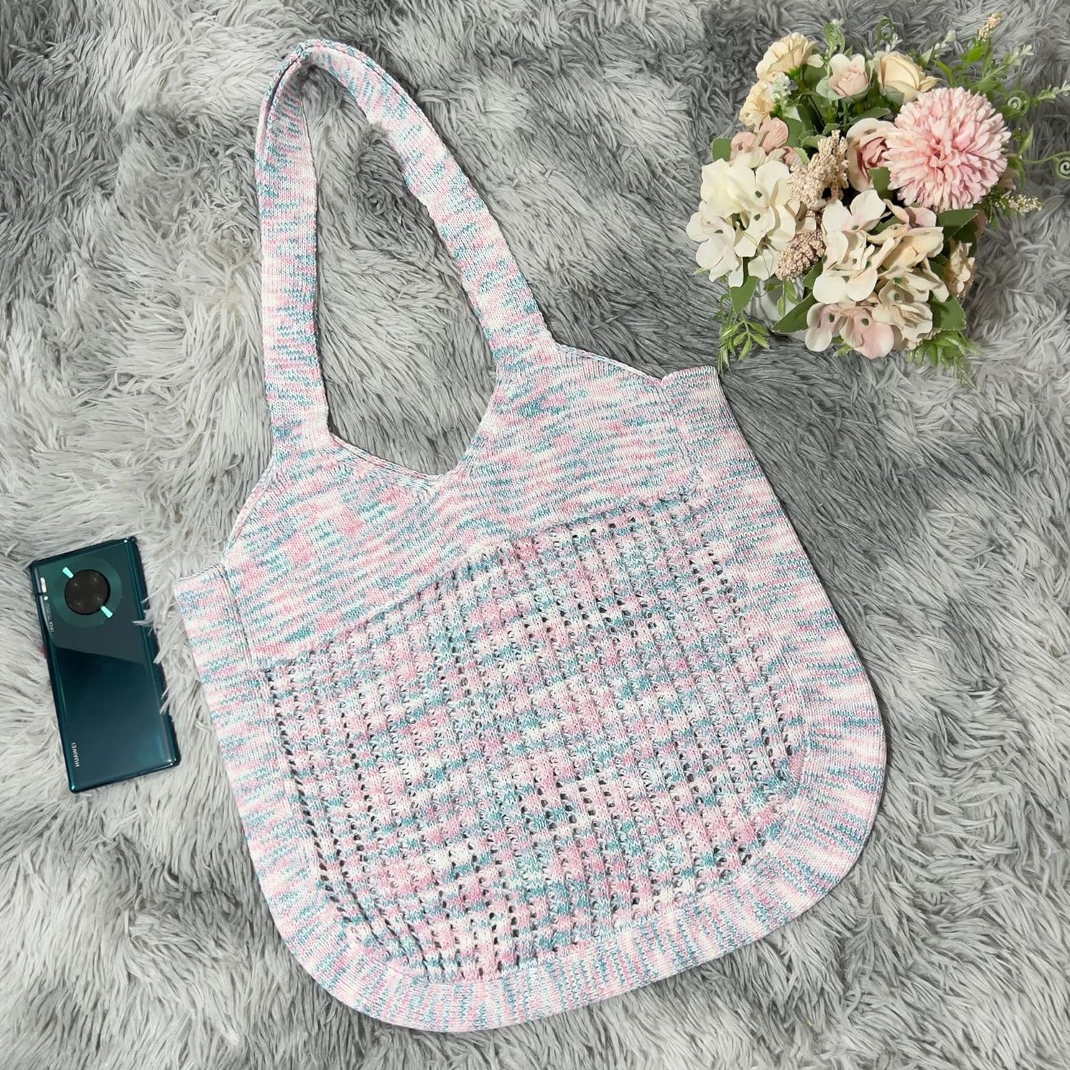 Kukuzhu Y2k Aesthetic Tote Bag Aesthetic Y2k Bag Crochet Tote Bag Aesthetic Tote Bags Aesthetic Y2k Purse