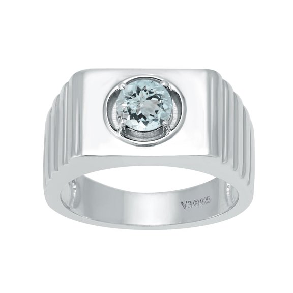 Sterling Silver with Natural Aquamarine Solitaire Ring