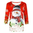 thumbnail image 4 of Bcresic Women's Christmas Snowman Tops Womens Crewneck 3/4 Sleeve Tshrit Cute Xmas Tree Snowflake Graphic Shirts Trendy Festival Printed Tunic Top Fall Basic Tee Casual Blouses,Red,X-Large, 4 of 6