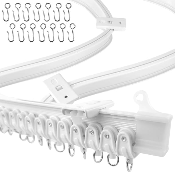 Riel de Cortina de Techo Flexible 5 m Instalación de Techo para Cortinas Sistema de Riel Separador de Habitación Colgante Blanco