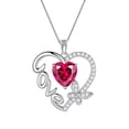 thumbnail image 1 of Juwaliy Collar de Corazón de Amor Rojo Mariposa Collar de Piedra de Nacimiento de Julio Rubí Dije de Plata Esterlina 925 Joyería Mujer Madre Regalo de Cumpleaños Día de San Valentín para Ella, 1 of 10