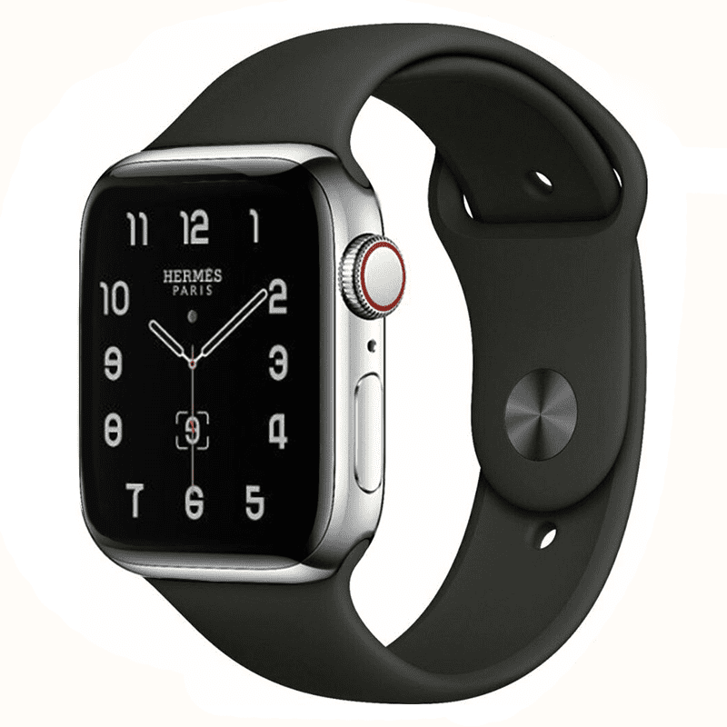 Restored Apple Watch Series 5 Hermès Edition 44mm GPS + Cellular Unlocked -  Silver Stainless Steel Case - Black Sport Band (2019) - Refurbished